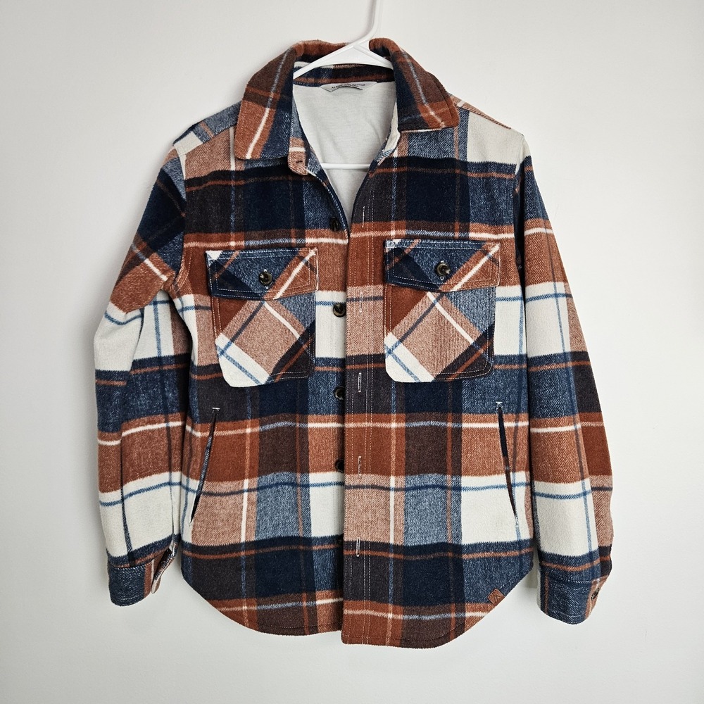 Alpine Design Jacket Womens Size XS Fleece Button Front Pockets Wool Blend Plaid